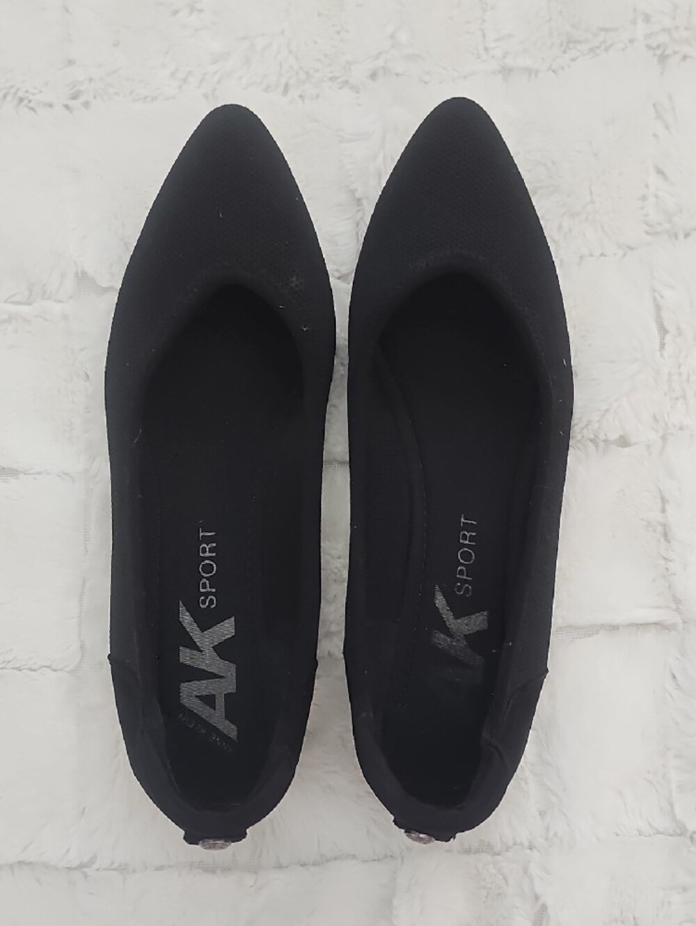 Anne Klein Black Pointed Knit Slip-Ons - Picture 4 of 5